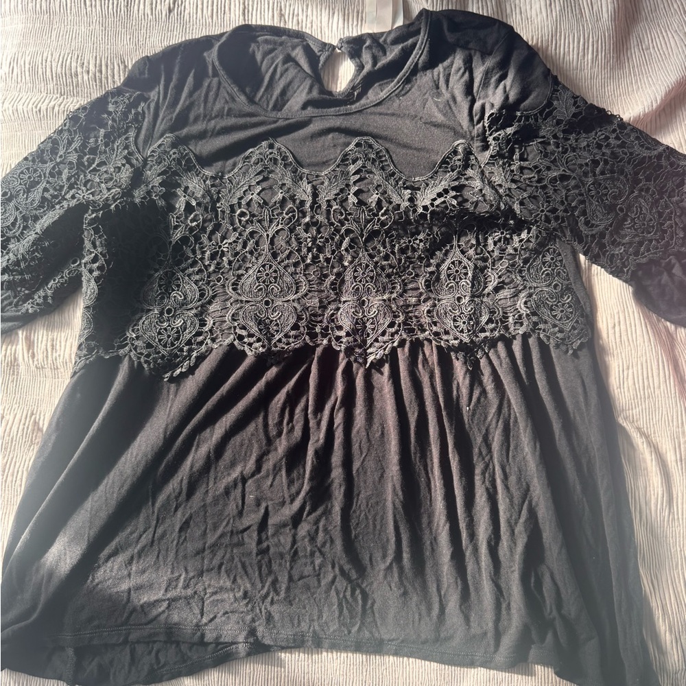 Knox Rose Black Lace Blouse